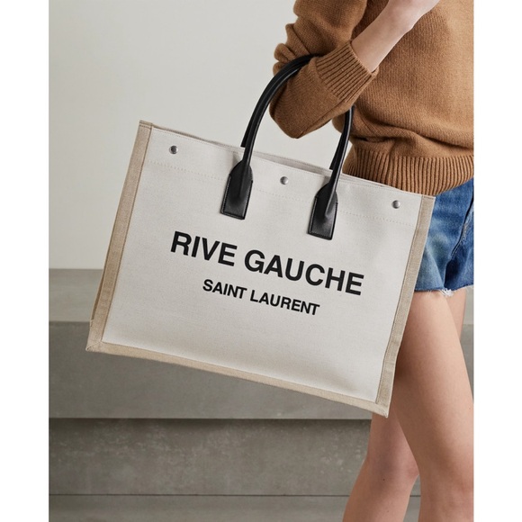 SAINT LAURENT Rive Gauche logo printed canvas large tote - Picture 5 of 5